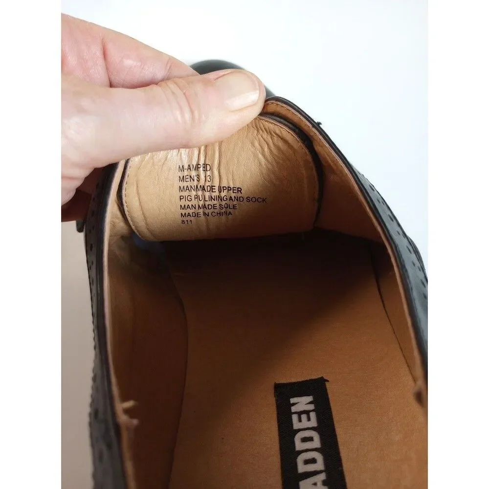 Steve Madden Shoes Mens Size 13 Black Wingtip Lace Up Dress Shoes